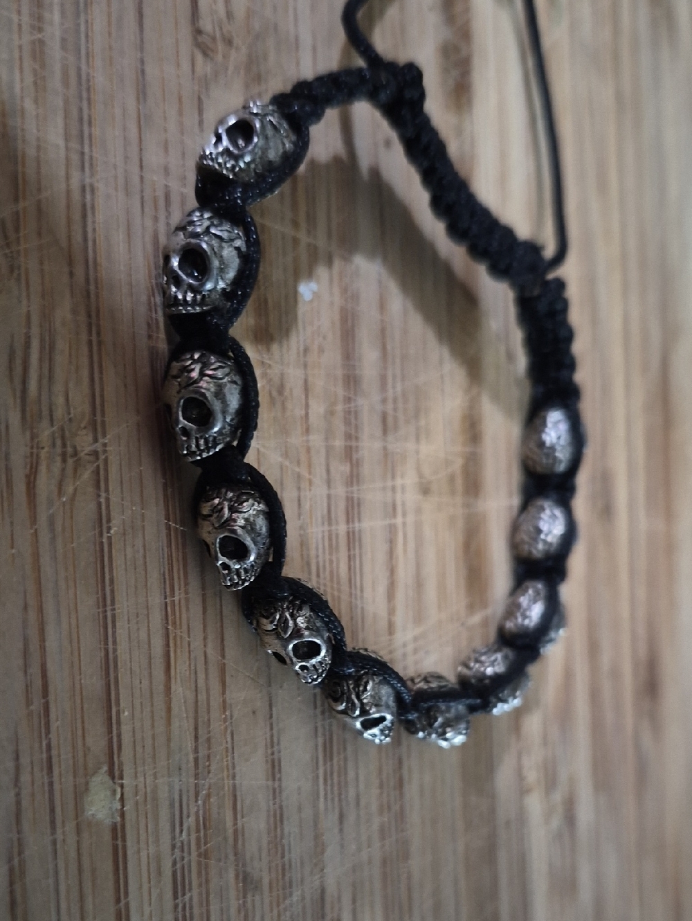 Black Macrame Skull Bead Bracelet - Men's Accessory
